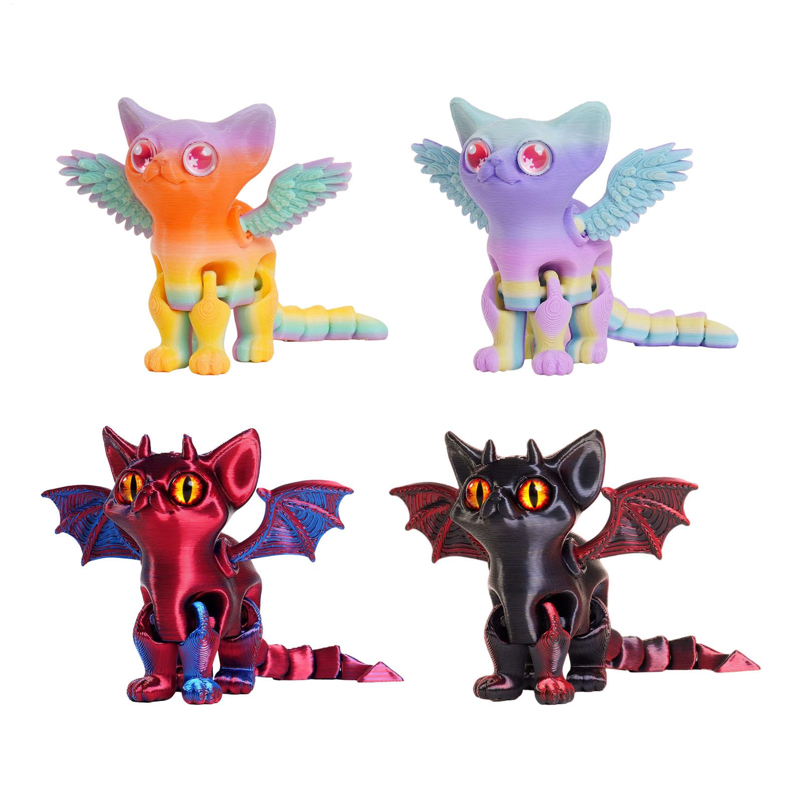 3D Printing Character - ของตกแต่งรูปสัตว์พิมพ์ 3 มิติ รูปแมว ของตกแต่งโต๊ะทำงาน ข้อต่อหลายจุด