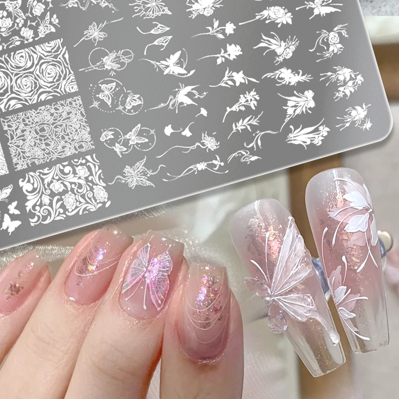 3D Printing Stainless Steel - แผ่นปั๊มลายเล็บ BORN PRETTY ลายใบไม้ ดอกไม้ หลากหลายแบบ