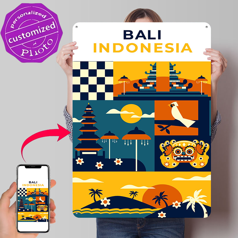 3D Printing Indonesia - โปสเตอร์พิมพ์ลาย 3 มิติ ลายบาหลี อินโดนีเซีย สำหรับตกแต่งผนังห้องนั่งเล่น