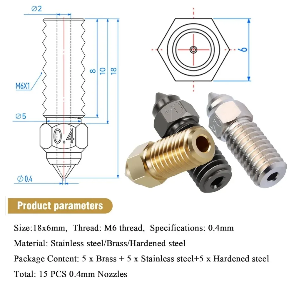 5/10 ชิ้น Elegoo Neptune 4 หัว - 3D Printer Nozzle Brass บทวิจารณ์และราคา