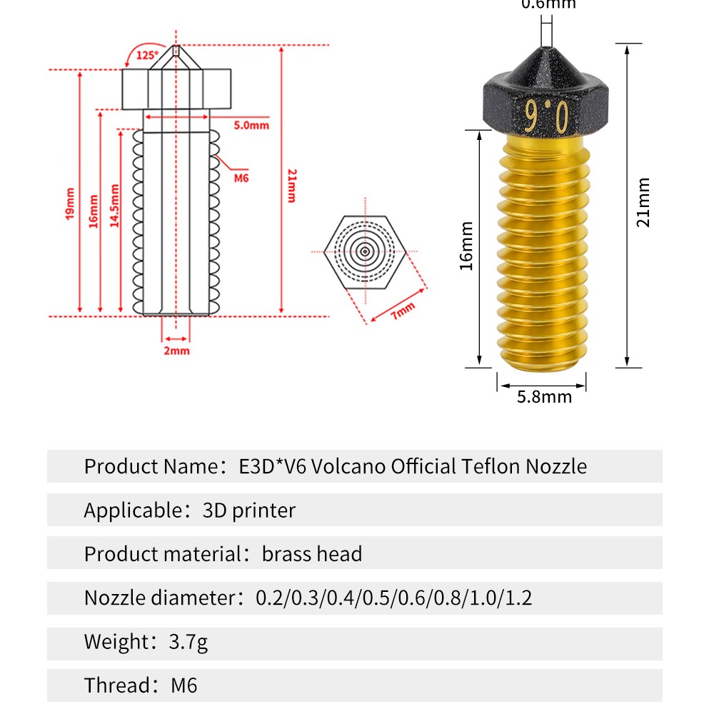 คุณภาพสูง 2pcs Volcano หัวฉีด  - 3D Printer Nozzle Brass บทวิจารณ์และราคา